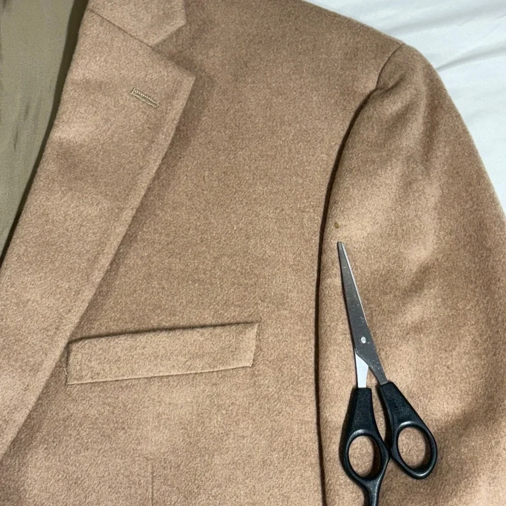 Lauren Ralph Lauren Blazer Mens 48L Tan Wool Silk Cashmere Sport Coat Luxury